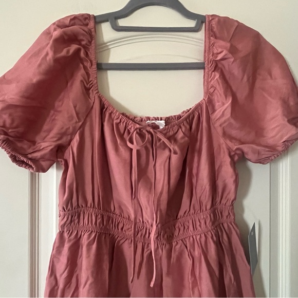 August Sky Dark Blush Puffy Sleeve Stretchy Maxi Dress Women’s size medium - Picture 9 of 15